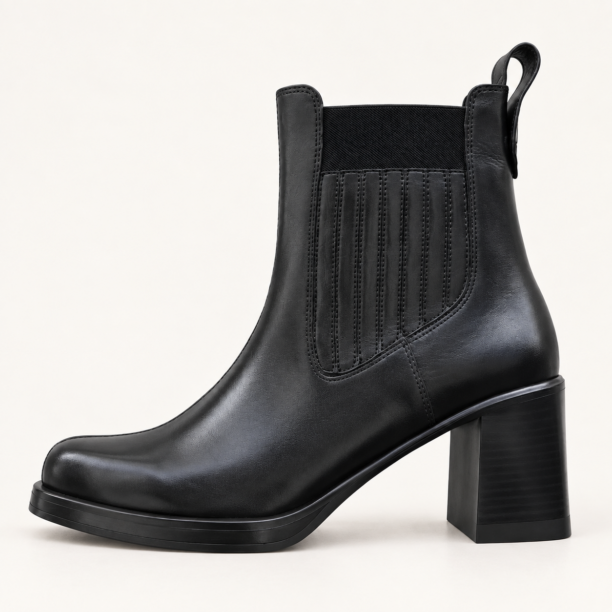 Bottines Chelsea LMCONFORT à talon – Noir