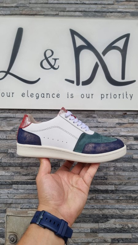 BASKETS BASSES  EN CUIR MULTI COULEUR