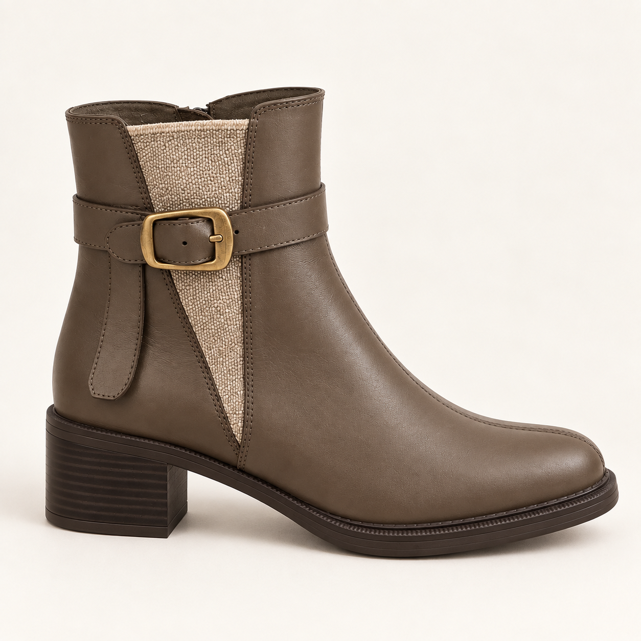Bottines LMCONFORT Taupe à boucle doré